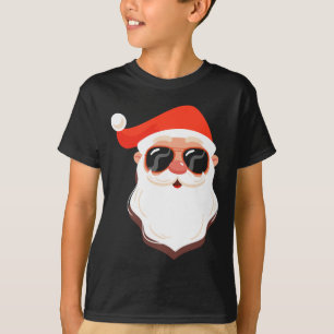 Santa Claus Face Sungles With Hat Beard Fun Christ T-Shirt