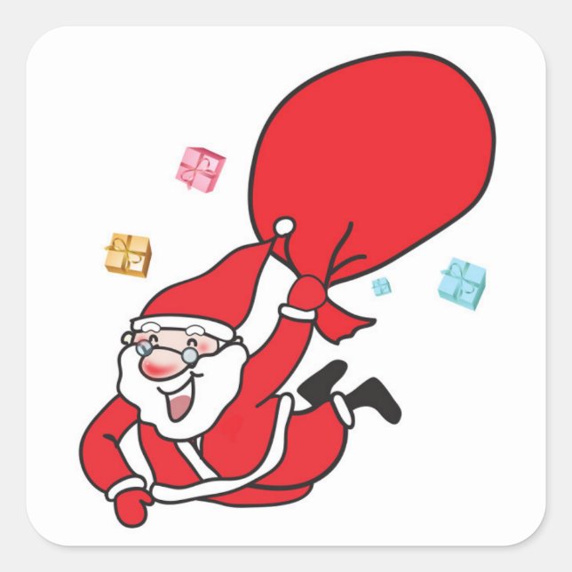 Santa Claus falling from the sky Square Sticker (Front)
