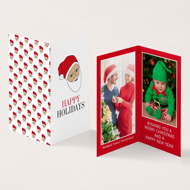 Santa Claus, Family Photo Christmas Card (Inside and Outside)