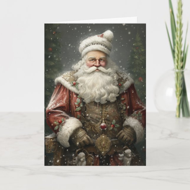 Santa Claus Father Christmas Portrait Greeting Card (Front)