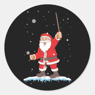 Santa Claus Fencing Christmas Xmas Sports Classic Round Sticker