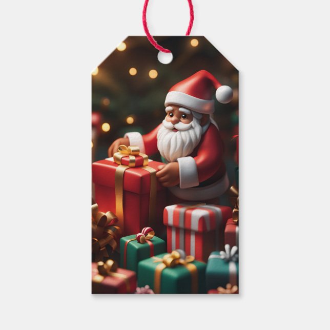 Santa Claus Figure Christmas Holiday Gift Tag (Front)