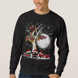 Santa Claus Fire Engines On Tree Christmas Pajama  Sweatshirt