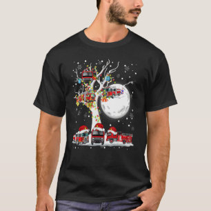 Santa Claus Fire Engines On Tree Christmas Pajama T-Shirt
