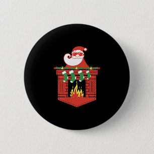 Santa Claus Fireplace Cket Funny Christmas  6 Cm Round Badge