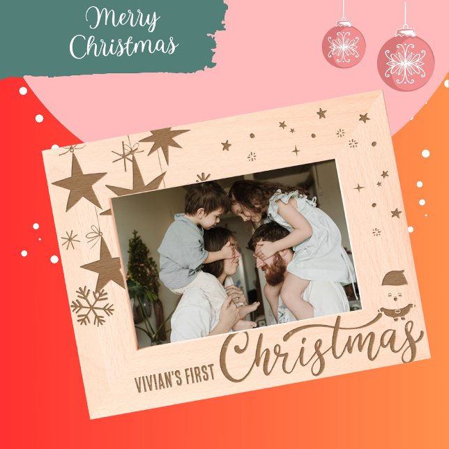 Santa Claus First Christmas Wooden Etched Frames (Creator Uploaded)
