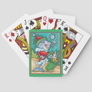 SANTA CLAUS FISH TALES, STARFISH, BAG OF SEASHELLS PLAYING CARDS