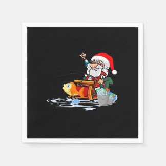 Santa Claus fishing during Christmas Napkin