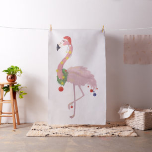 santa claus flamingo fabric