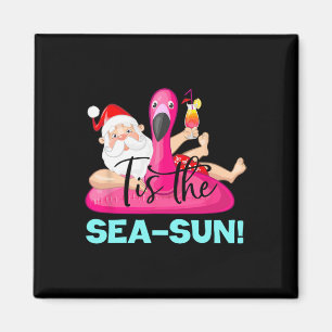 Santa Claus Flamingo Float Tis The Sea-sun Christm Magnet