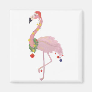 santa claus flamingo magnet