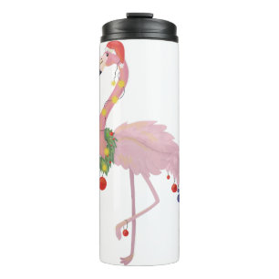 santa claus flamingo thermal tumbler