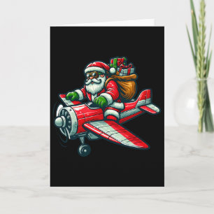 Santa Claus Flying Aeroplane Christmas Pajama Todd Card
