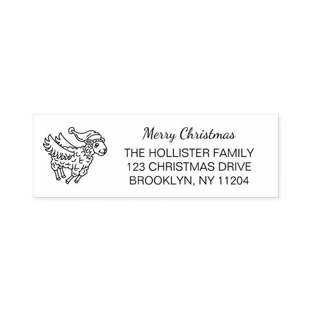 Santa Claus Flying Christmas Sheep Self-inking Stamp (Design)