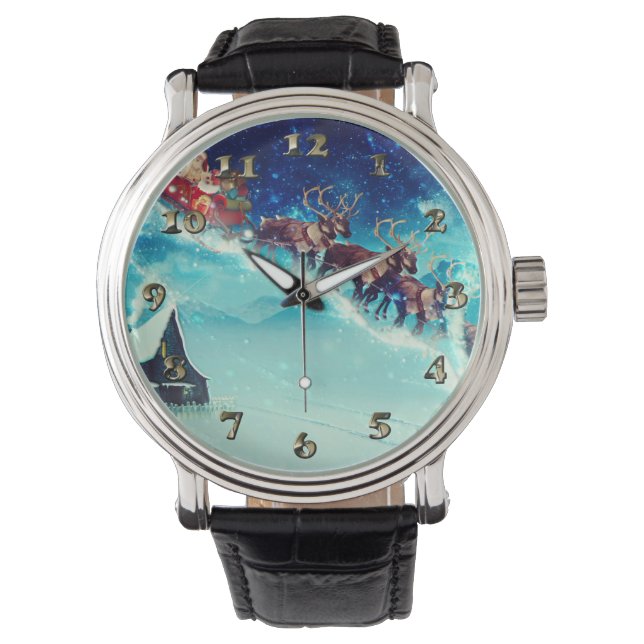 Santa Claus Flying with Reindeer Watch (Front)
