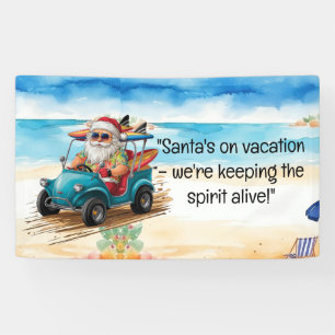 Santa Claus for Christmas in July at beach Banner