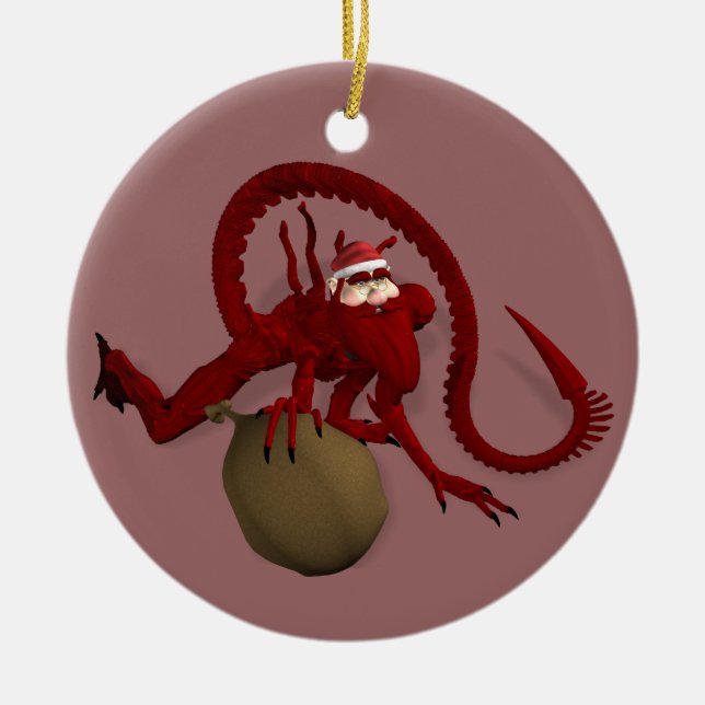 Santa Claus From Outer Space Ceramic Tree Decoration (Front)