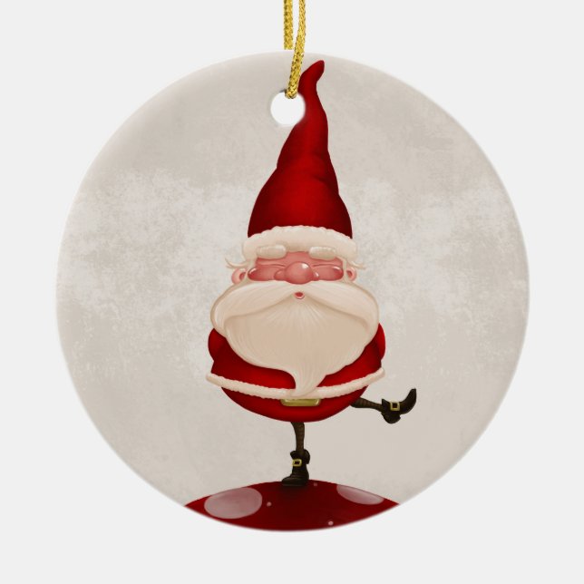 Santa Claus fungus Ceramic Tree Decoration (Front)