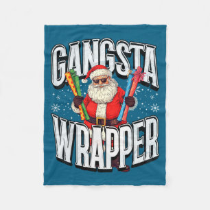 Santa Claus Gangsta Wrapper Funny Christmas  Fleece Blanket
