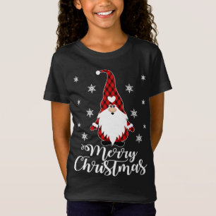 Santa Claus Garden Gnome Buffalo Plaid Merry Chris T-Shirt