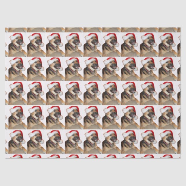 Santa Claus German Shepherd Tissue Paper (Front)