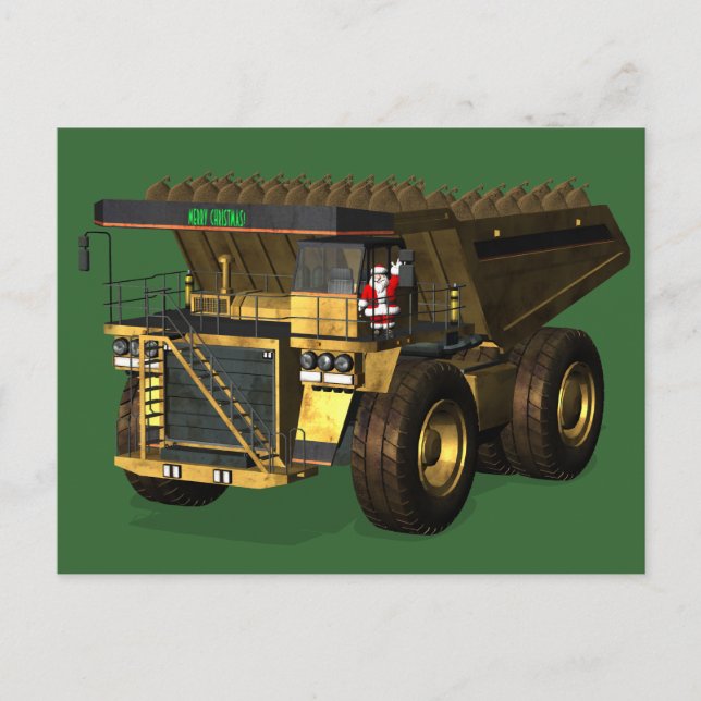 Santa Claus Giant  Dump Truck Driver Holiday Postcard (Front)