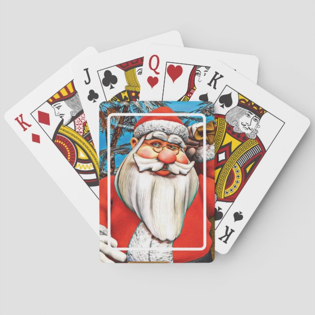 Santa Claus Gift Sack Snowy Forest Art Playing Cards (Back)