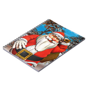 Santa Claus Gift Sack Snowy Forest Art Spiral Notebook