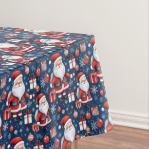 Santa Claus, Gifts, Snowflakes and Ornaments  Tablecloth