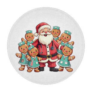 Santa Claus Gingerbread Nursing Squad Cutting Board