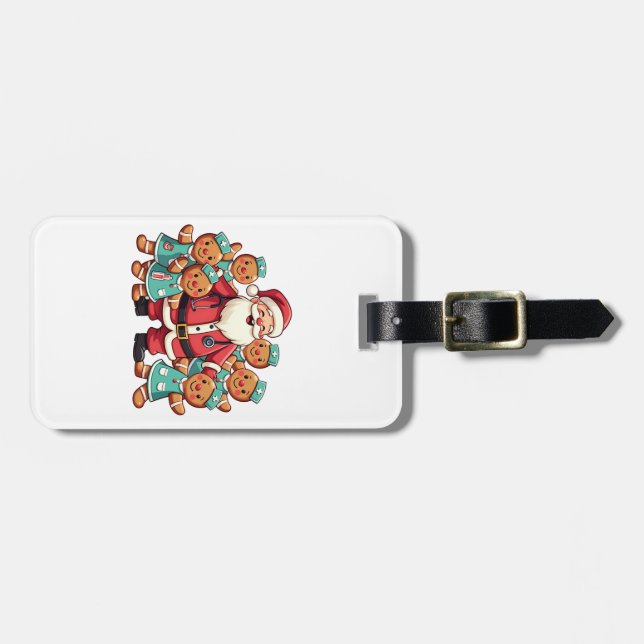Santa Claus Gingerbread Nursing Squad Luggage Tag (Front Horizontal)