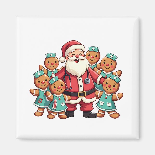 Santa Claus Gingerbread Nursing Squad Magnet (Front)