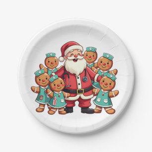 Santa Claus Gingerbread Nursing Squad Paper Plate
