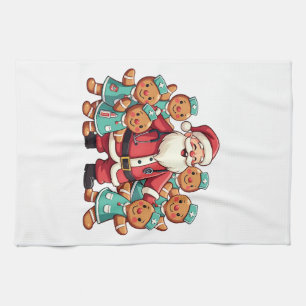 Santa Claus Gingerbread Nursing Squad Tea Towel