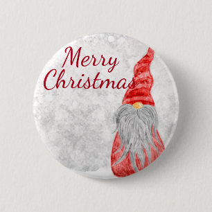 Santa Claus Gnome on Snowy Field  6 Cm Round Badge