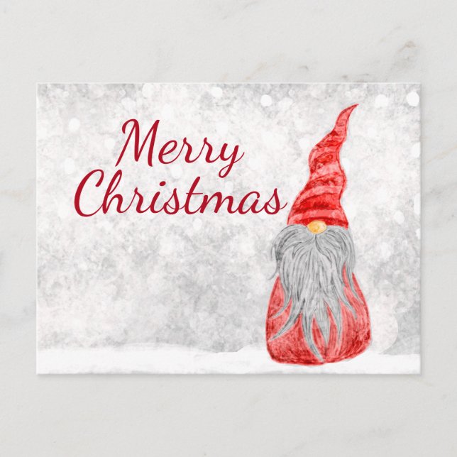 Santa Claus Gnome on Snowy Field  Postcard (Front)