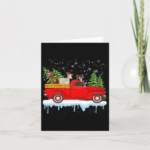 Santa Claus Goat Ride Red Truck Xmas Tree Christma Card
