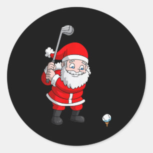 Santa Claus Golf Christmas Golfer Golfing  Classic Round Sticker