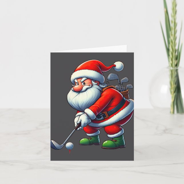 Santa Claus Golf Player Christmas Xmas Sport  Card (Front)