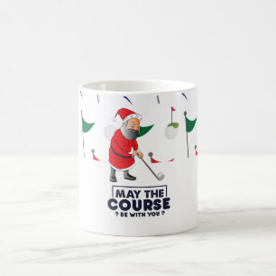Santa Claus Golfer in Christmas May the Course Coffee Mug