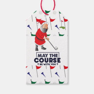 Santa Claus Golfer in Christmas May the Course   Gift Tags