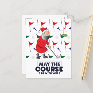 Santa Claus Golfer in Christmas May the Course   H Holiday Postcard