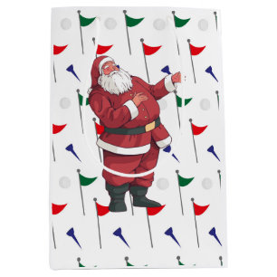 Santa Claus Golfer in Christmas May the Course Medium Gift Bag