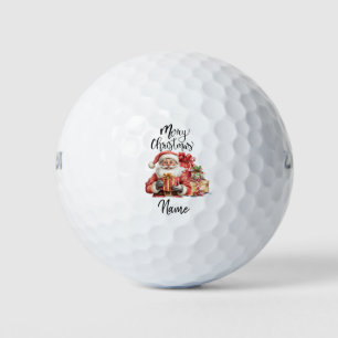 Santa Claus golfing with Christmas Gift for Golfer Golf Balls