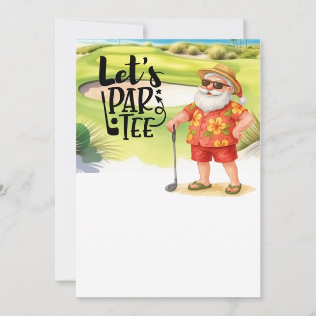 Santa Claus golfing with Christmas Gift for Golfer Invitation (Front)
