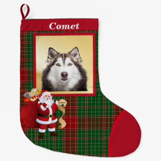 Santa Claus Good Dog List Photo Name Large Christmas Stocking