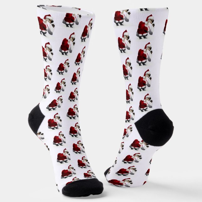Santa Claus Goose Christmas Socks (Angled)