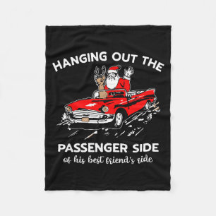 Santa Claus Hanging Out The Penger Side  Fleece Blanket