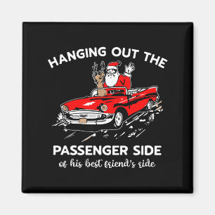 Santa Claus Hanging Out The Penger Side Magnet