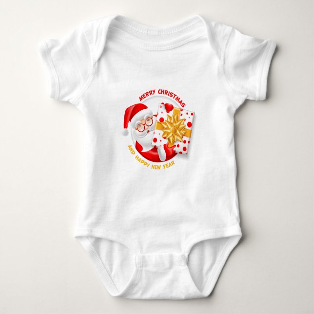 Santa Claus happy new year Baby Bodysuit (Front)